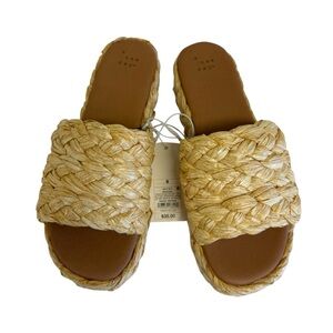 a new day Beige Braided Slide Sandals